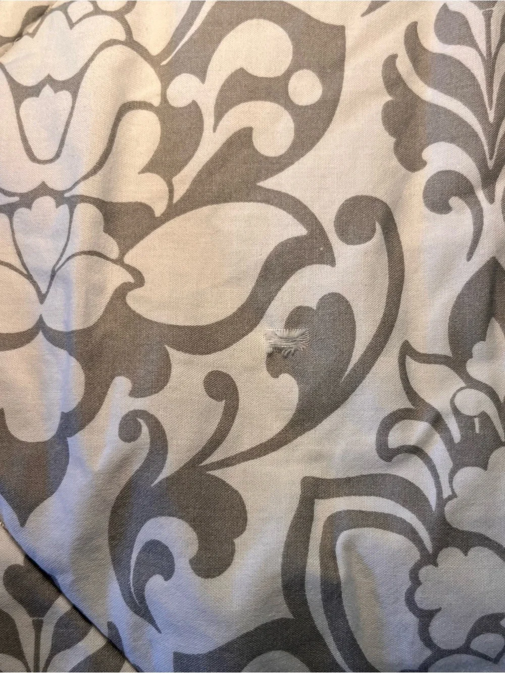Pottery Barn Reversible Floral Damask Quilted comforter 2 cases in grey/White